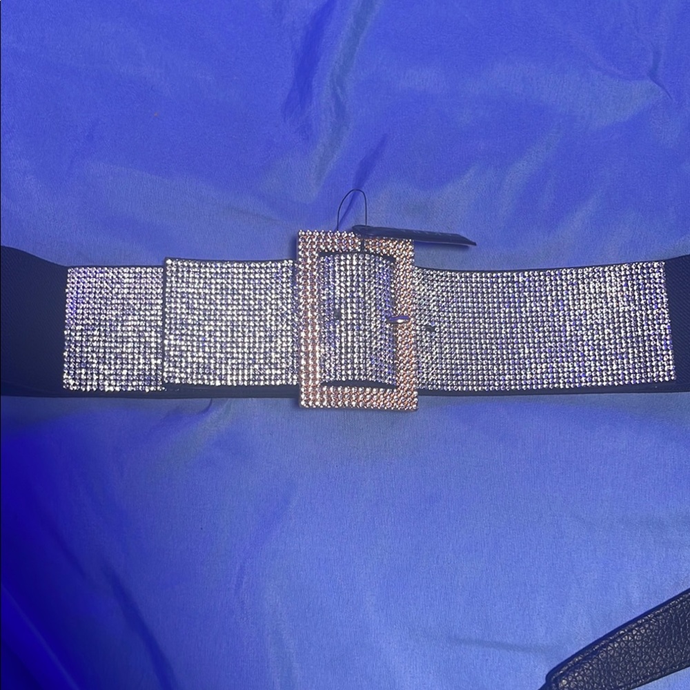 AKIRA Silver Sparkling Rhinestone Belt